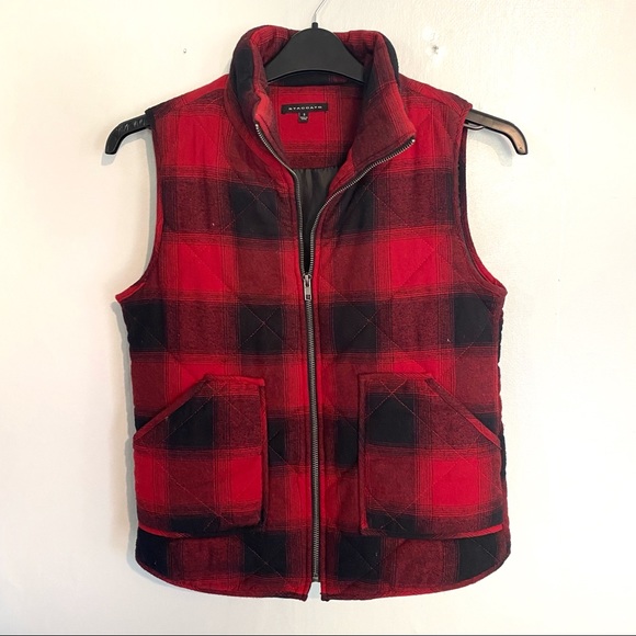 staccato red black buffalo plaid vest - Picture 1 of 5